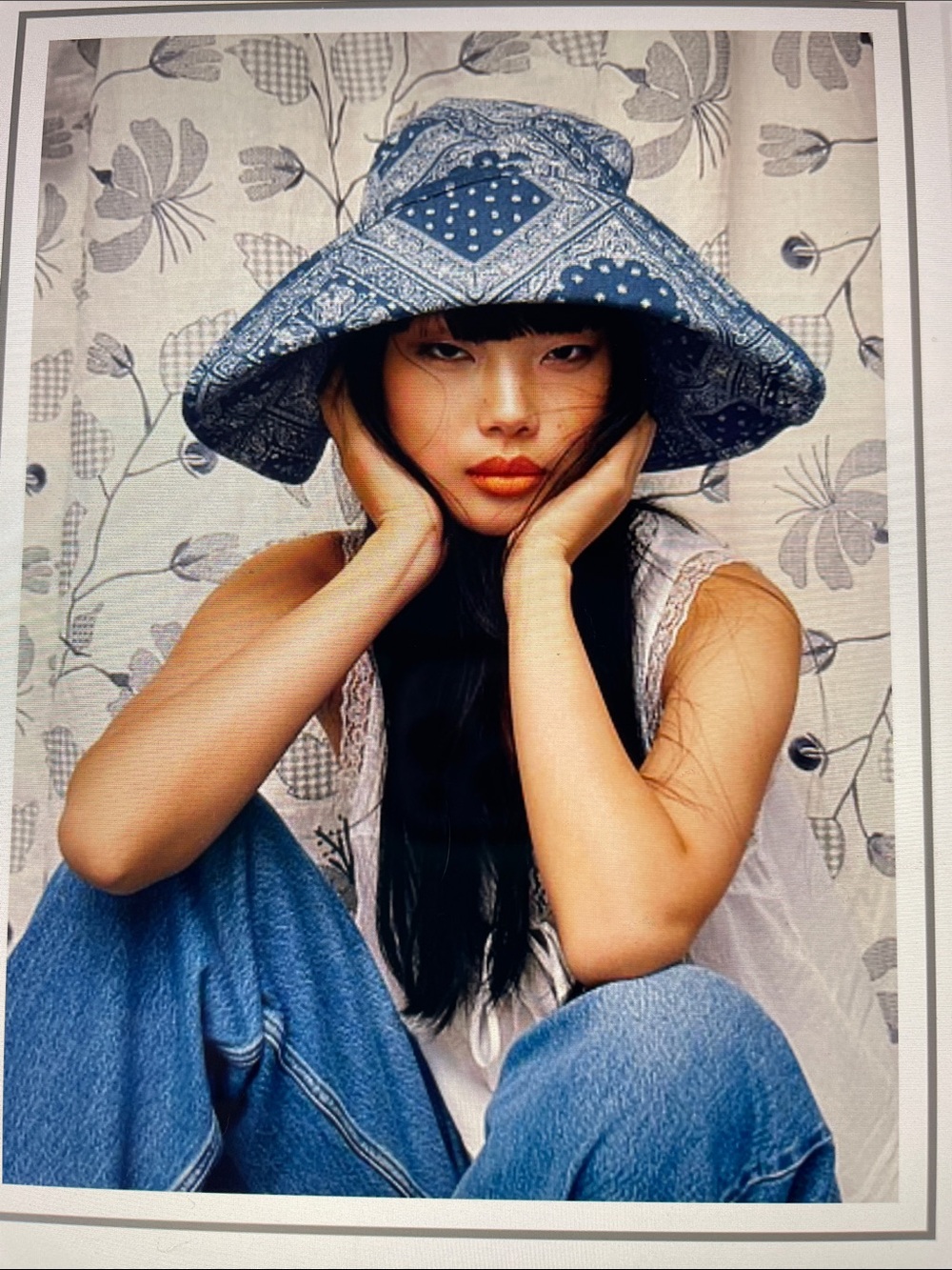 Blue Bandana-Print Bucket Hat for Women